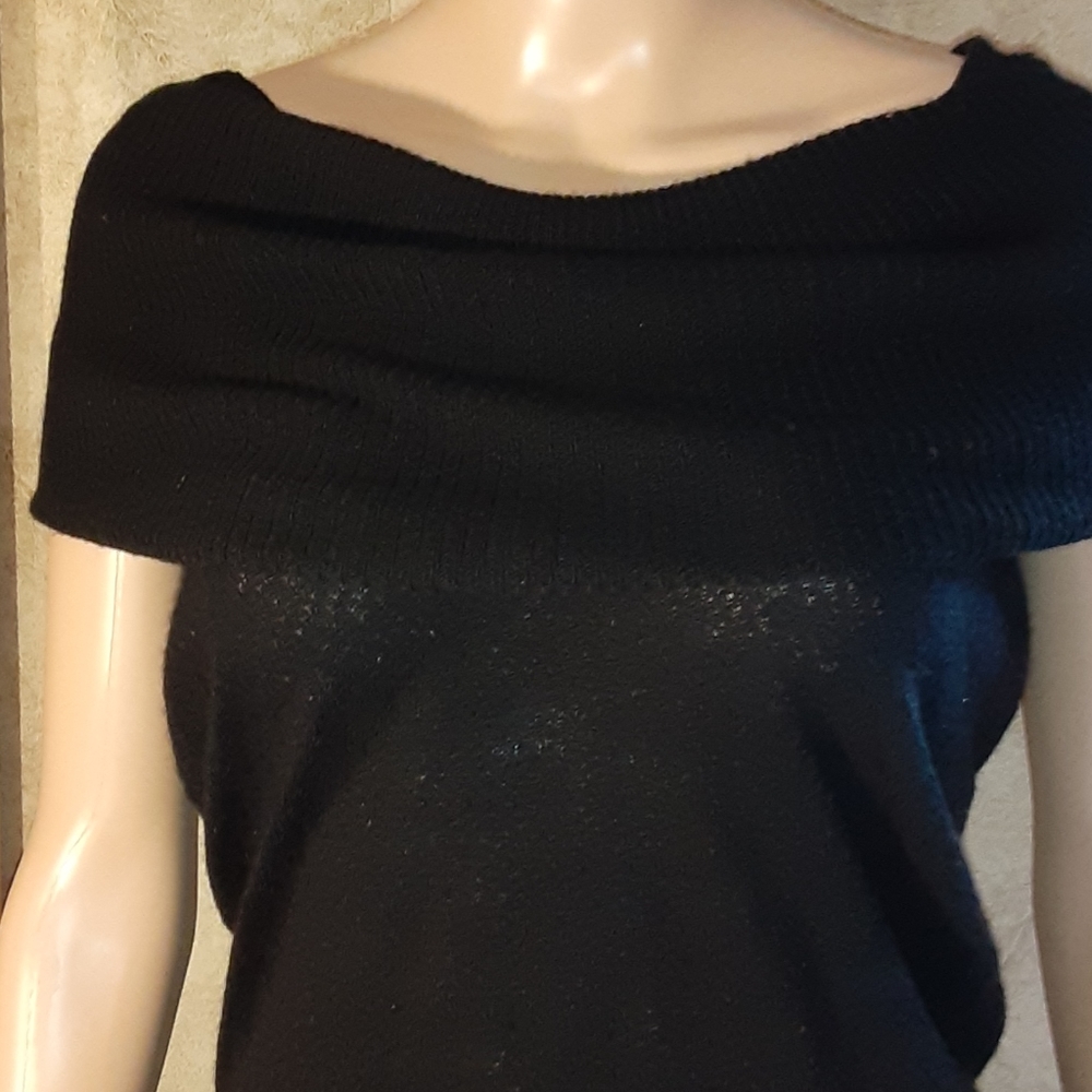 Silk and Cashmere Sweater Top With quality WIDE  Shoulder Drape by CARMEN MARC
